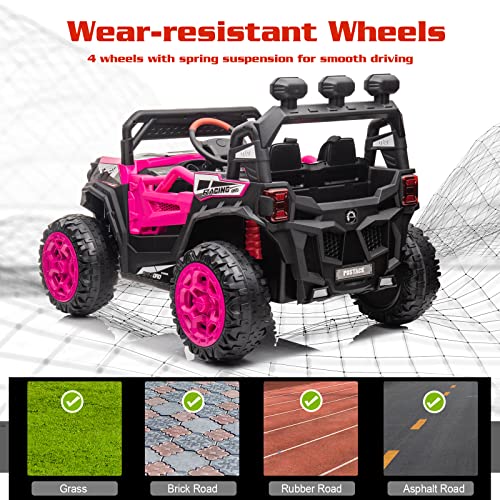 Nitoess 12V Kids Ride On Car with Remote Control,Battery Powered Ride On Truck,4Wheels Electric Car for Kids Ride On Truck for Boys,LED Lights,Music(Khaki)