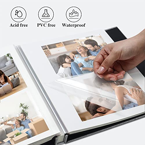 Vienrose Photo Album Self Adhesive 4x6 5x7 3x5 8x10 10x12 Scrapbook Album DIY Scrap Book with A Metallic Pen (13"x12.6" 60 Pages, White)