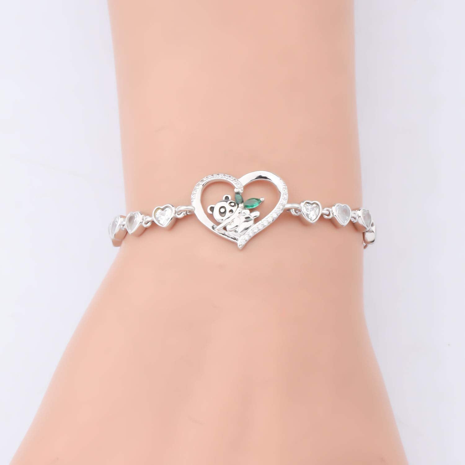 TGBJE Adjustable Panda Bracelet Panda Jewelry Animal Panda Lover Gift Heart Panda Charm Bracelet For Woman (panda BR)