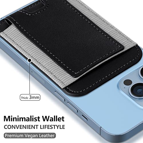 Magnetic Wallet Card Holder Compatible with MagSafe Wallet for iPhone16/ 15 Pro/15 Pro Max/15 Plus/15/14/13/12 Series, Leather Magnetic Phone Wallet for iPhone, 7 Cards Holder, RFID Blocking, Black