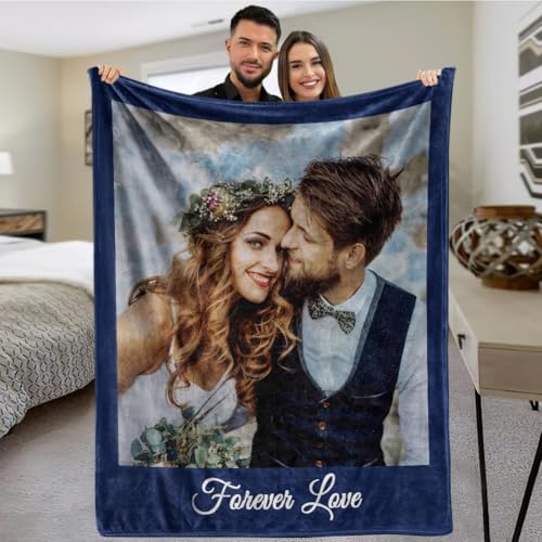 MeMoShe Custom Blankets with Photos Personalized Couples Gifts Customized Picture Blanket I Love You Gifts Birthday Gift for Wife Husband Girlfriend Boyfriend, 30''X40''