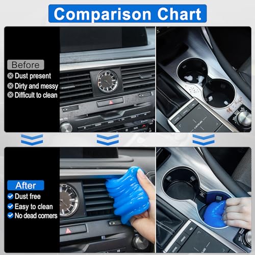 JUSTTOP 2 Packs Universal Cleaning Gel for Car, Detailing Putty Gel Detail Tools Car Interior Cleaner Laptop Cleaner(Blue)