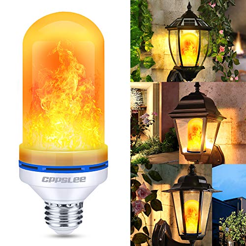 CPPSLEE LED Flame Light Bulbs, 4 Modes Flickering Light Bulbs, E26 Base Fire Flame Bulb, Halloween, Christmas Party Porch Outdoor and Indoor Home Decorations (Yellow, 1 Pack)