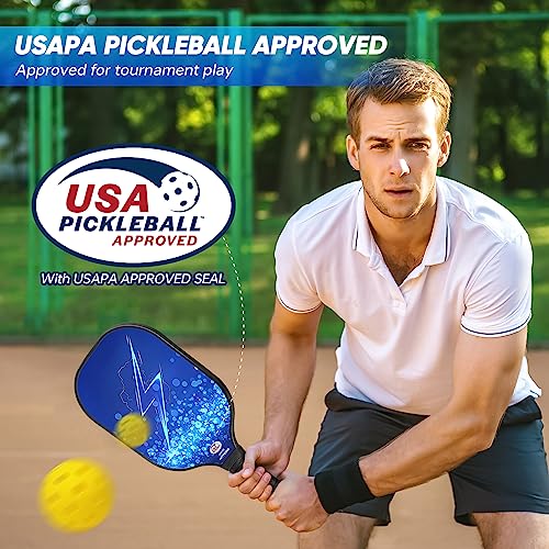 Pickleball Paddles Set of 2 - USAPA Approved Fiberglass Surface Cute Pickleball Paddles Set for Women, Anti-Slip Sweat-Absorbing Grip, 4 Pickleballs and 1 Carry Bag, Pickle Ball Paddle for Beginners