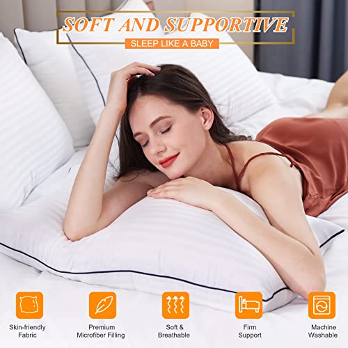 SEMZSOM Hotel Pillows for Sleeping Standard Size Set of 2, Soft Down Alternative Pillow for Side, Back or Stomach Sleeper, Light Grey