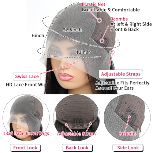 PECODE 13x6 Deep Wave Lace Front Wigs Human Hair 20 Inch HD180 Density Deep Curly Lace Front Wigs Human Hair Wigs for Women Lace Frontal Wigs Human Hair Pre Plucked with Baby Hair