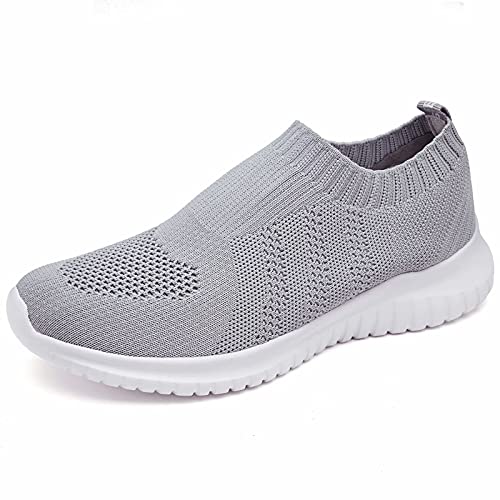 konhill Women's Walking Tennis Shoes - Lightweight Athletic Casual Gym Slip on Sneakers 9 US Black