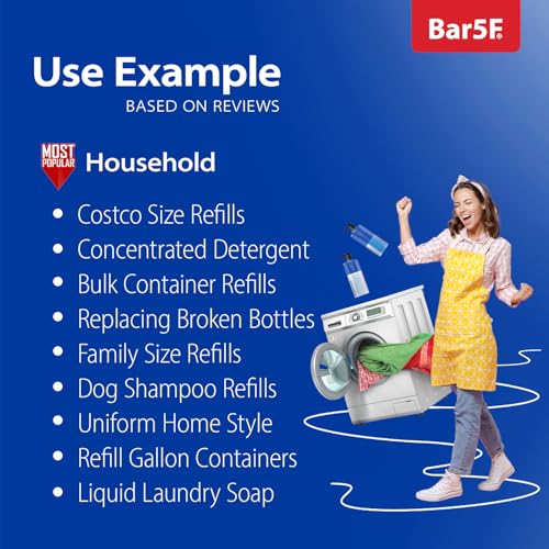 Bar5F Empty Shampoo Bottles with Pumps (2-Pack 32oz/1Liter/Large) BPA-Free PETE1 Plastic Bottle Crystal-Clear