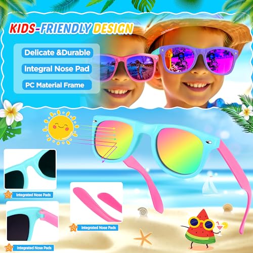 GIFTINBOX Kids Sunglasses Bulk Party Favors For Kids 3-5 4-8, 16Pack Neon Sunglasses For Kids Boys Girls with UV400 Protection, Pool Beach Kids Sunglasses Party Favors Great Gift for Birthday Party…