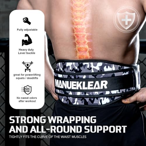 Weight Lifting Belt, Lifting Belts for Women Men, MANUEKLEAR Weightlifting Belt Quick Locking Back Support for Bodybuilding, Fitness, Powerlifting, Cross Training, Squats, Workout, Exercise (Camouflage, S（28-33inches）)