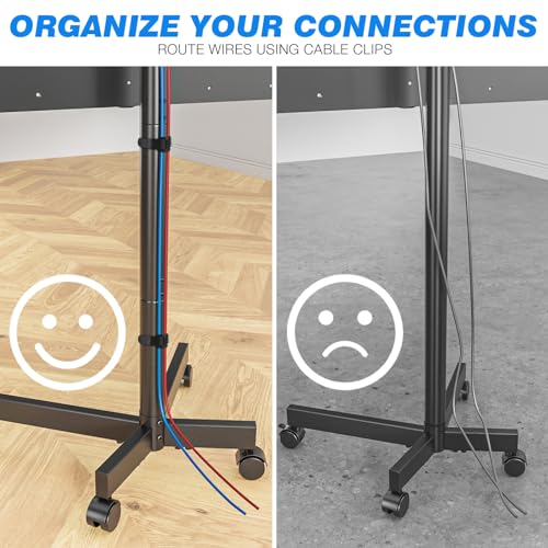 Rfiver Mobile TV Cart Rolling TV Stand for 23-60 Inch Screens, Portable TV Stand on Wheels with Tilt and Height Adjustable, Outdoor TV Stand Mount Holds up to 88 lbs for Home Office MAX VESA 200x200mm