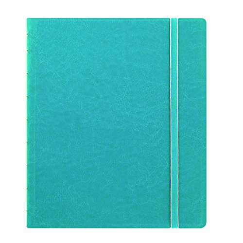 FILOFAX REFILLABLE NOTEBOOK CLASSIC, 9.25" x 7.25" Aqua - Elegant leather-look cover with moveable pages - Elastic closure, index, pocket and page marker (B115906U)