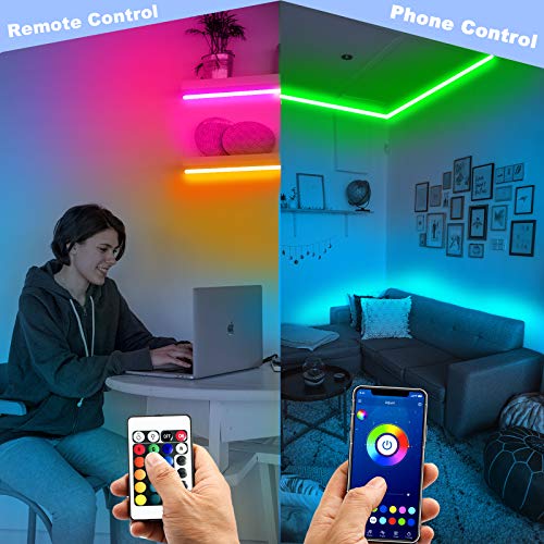 DAYBETTER Smart Led Lights 30 ft, 5050 RGB Led Strip Lights Kits with 24 Keys Remote, App Control Timer Schedule Led Music Strip Lights