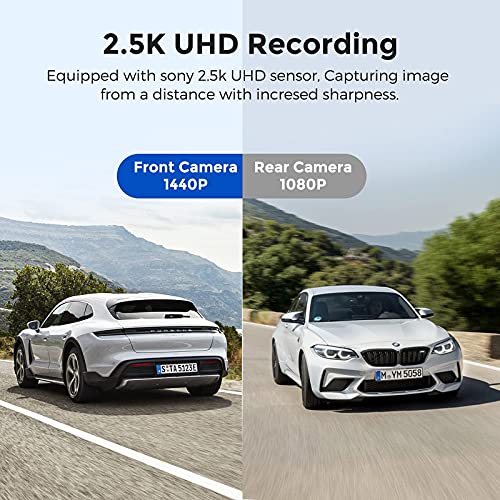 AZDOME PG02S Rear View Mirror Dash Cam, 10" Touch Screen 2.5K Front and 1080P Rear Dash Cam, IP68 Waterproof Backup Camera for Car, Night Vision, 24H Parking Monitor Loop Recording, Parking Assistance