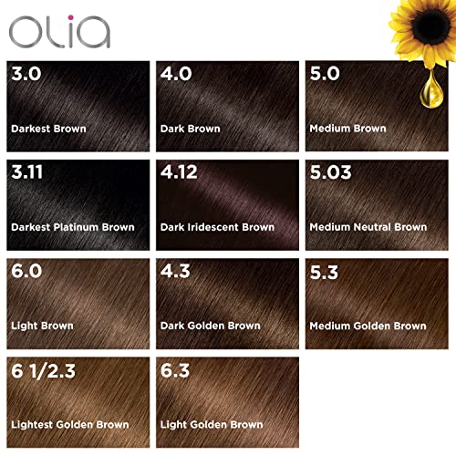 Garnier Hair Color Olia Ammonia-Free Brilliant Color Oil-Rich Permanent Hair Dye, 6.0 Light Brown, 1 Count (Packaging May Vary)