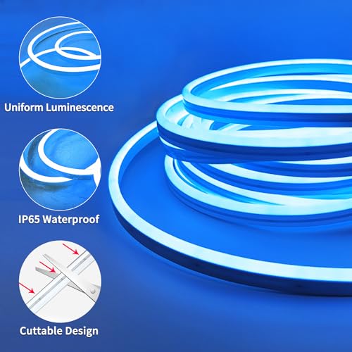 vimeepro Led neon Rope Lights 16.4Ft Music Sync IP65 Waterproof Flexible Led Rope Lights 40Key Remote/APP Control,Outdoor RGB Neon Lights, Led Neon Strip Lights for Bedroom Indoor.