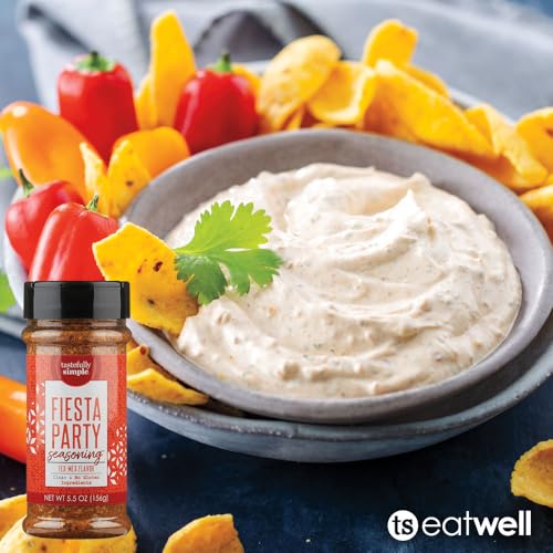 Tastefully Simple Fiesta Party Mexican Seasoning for Tacos, Fajitas, Enchiladas, Dips, and More, Clean, Keto, and Paleo, No MSG or Gluten Ingredients, 5.5 oz (Pack of 3)