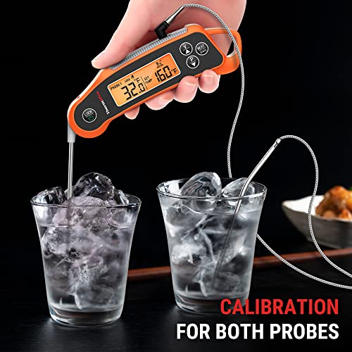 ThermoPro TP710 Instant Read Meat Thermometer Digital for Cooking, 2-in-1 Waterproof Kitchen Food Thermometer with Dual Probes and Dual Temperature Display for Oven, Grilling, Smoker & BBQ