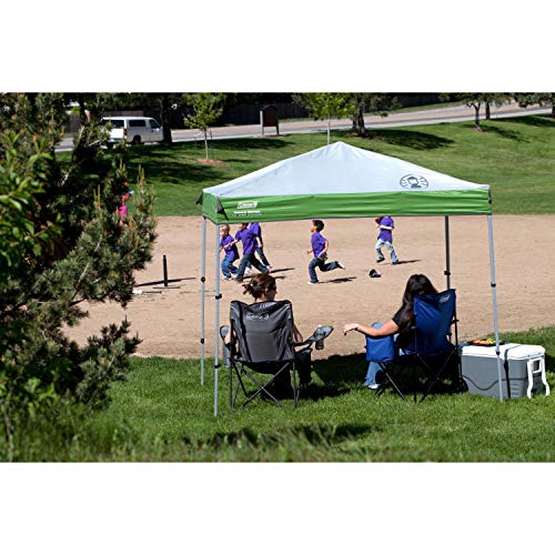 Coleman Canopy Sun Shelter Sets Up in 3 Mins, Mesh Quad Camping Chair with Cup Holder, Carry Bag; UPF 50+ Protection