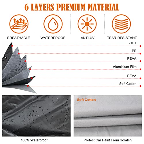 Waterproof Car Covers Replace for 1999-2025 Ford Focus Sedan, 6 Layers All Weather Custom-fit Car Cover with Zipper Door & Windproof Bands for Snow Rain Dust Hail Protection (Sedan)