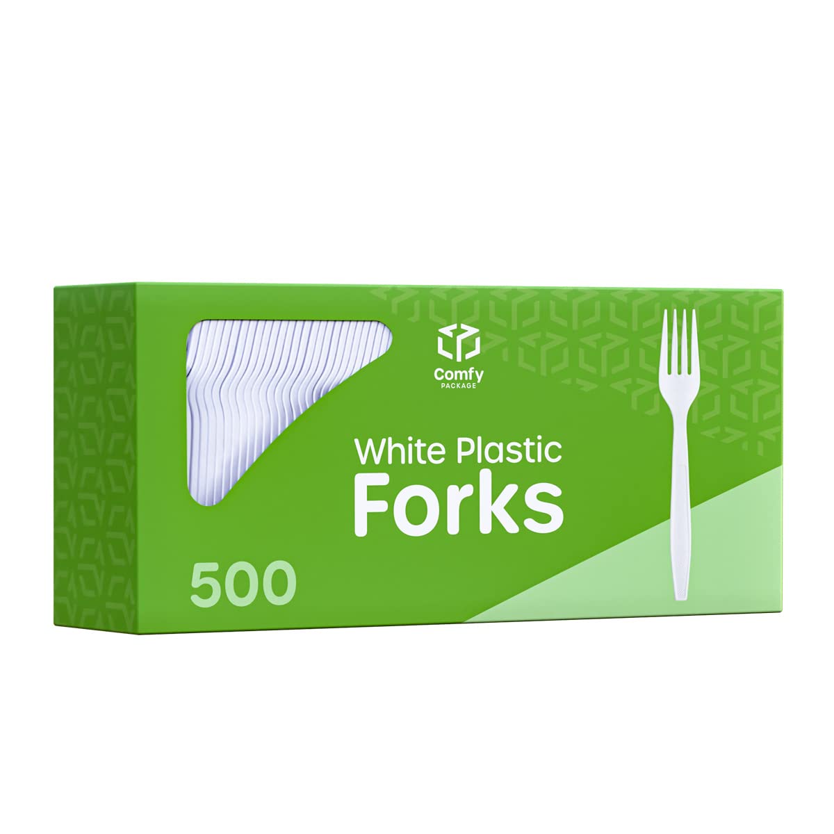 Comfy Package [500 Count] Heavy Duty White Plastic Forks, Extra Heavyweight Disposable Forks Perfect for Restaurants, Parties, and Dinner