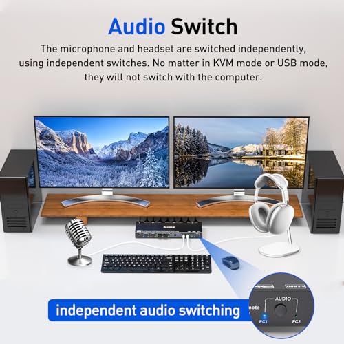 2 Displayport + HDMI USB 3.0 KVM Switch 3 Monitors 3 Computers, 8K@60Hz,4K@144Hz Triple Monitor KVM with 4 USB 3.0 Ports, KVM Triple Monitor Keyboard Mouse Switcher,Included KVM Cables