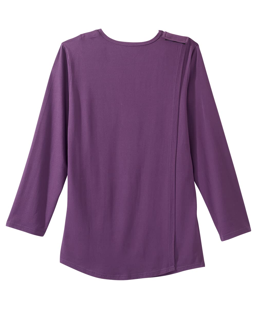 Women’s Open-Back Adaptive Long Sleeve Embellished Top - Eggplant LGE
