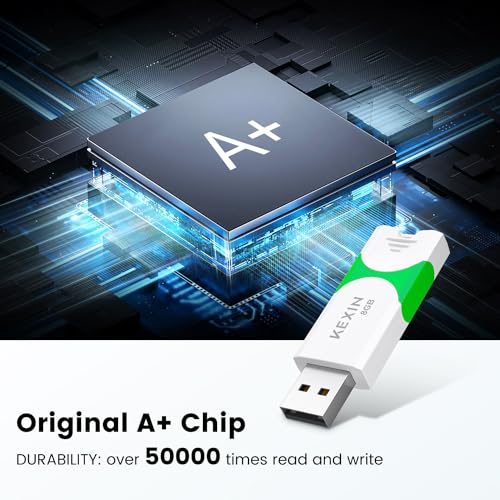 KEXIN 8GB Flash Drive 10 Pack USB 2.0 Flash Drive 8 GB Thumb Drive 2.0 USB Drive Bulk Jump Drive Swivel Pen Drive Data Storage USB Stick with LED Indicator 8G Green