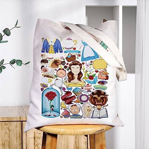 BWWKTOP Fairy Tales Canvas Tote Bag Chip Fans Gifts Fairytale Princess Shoulder Bag For Movie Fans (Beauty is found)