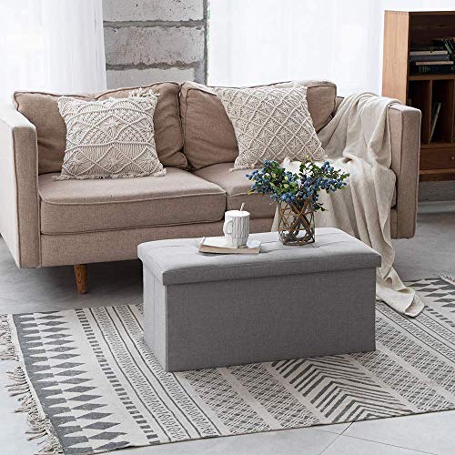 Camabel Folding Storage Ottoman Bench Cube Holds Up to 660lbs 30 inch Storage Bench with Memory Foam Seat Ottoman with Storage Footrest Padded Upholstered Tufted for Room BG364