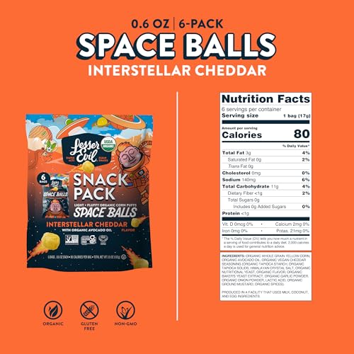 Insterstellar Cheddar Space Balls, Snack Pack, 6/0.6 oz