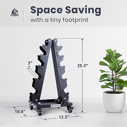LIONSCOOL Premium Solid Dumbbell Rack Stand Only, A-Frame Portable Weight Storage Organizer with Optional Tray and Wheels, Perfect for Home Gym Fitness Equipment Storage (20LBS/90LBS/200LBS/300LBS/700LBS Weight Capacity Available) (Small, 200 LBS)