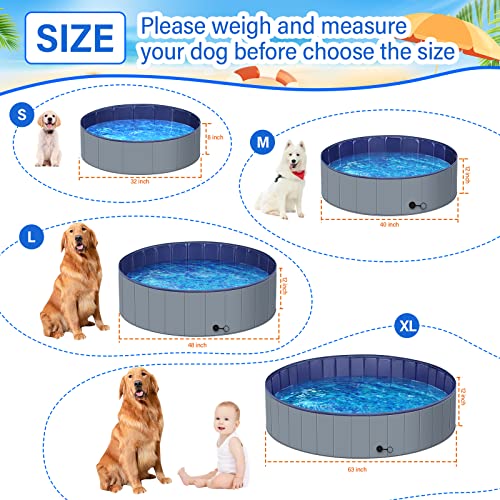 Dog Pool for Small Dogs, Plastic Pool for Kids, Dog Tub for Small Dogs, Dog Bathtub Portable, Foldable Pool for Dogs Slip-Resistant (32"x 8"