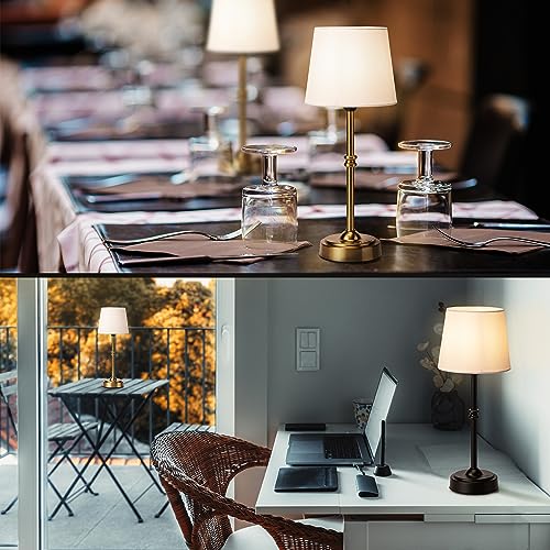 O’Bright Seraph - Cordless LED Table Lamp with Dimmer, Built-in Rechargeable Battery, 3-Level Brightness, Patio Table Lamp, Bedside Night Lamp, Ambient Light for Restaurant, Oil Rubbed Bronze