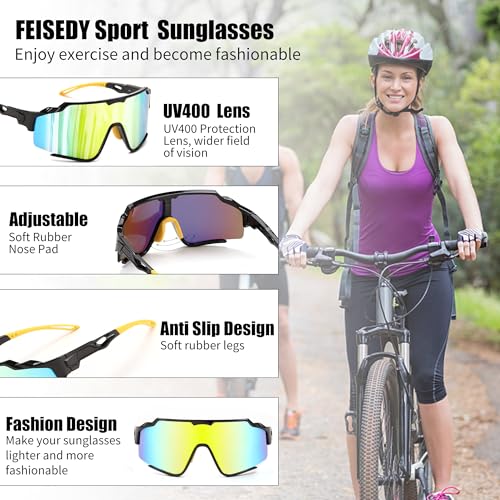 FEISEDY Polarized Sports Sunglasses for Men Women, Baseball Cycling Fishing Sunglasses UV400 Protection B0134