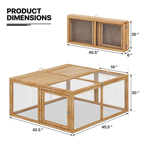 MoNiBloom Portable Chicken Run Rabbit Hutch Folding Chicken Cage Hen Coop for Indoor/Outdoor, Top and Side Opening Doors Small Animal Pet Playpen No Assembly Required Poultry Cage 45.5 x 42.5 x 20 in