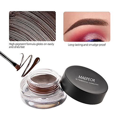 MAEPEOR 12 Colors Eyebrow Pomade Full-pigmented Long Lasting Waterproof Eyebrow Cream Gel Filling & Shaping Tinted Eyebrows Enhancers with Brush for Daily or Cosplay (01 Light Brow)