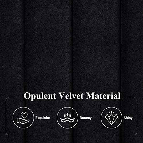 Allewie Full Bed Frame, Velvet Upholstered Platform Bed with Vertical Channel Tufted Headboard, Mattress Foundation with Strong Wooden Slats, Box Spring Optional, Easy Assembly, Black