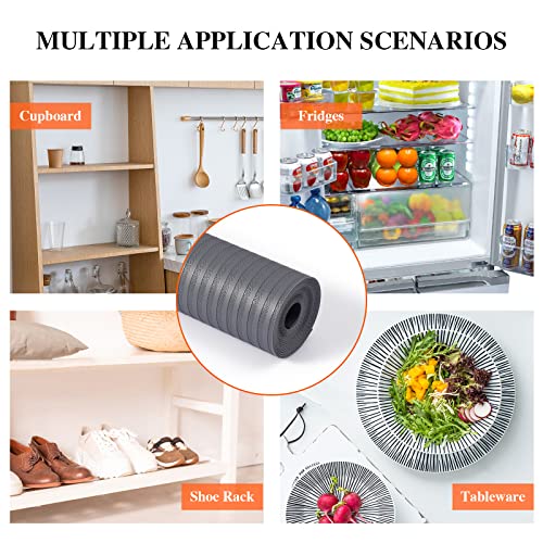 Mcrbeay Shelf Liners for Kitchen Cabinets, 10Inch x 5Ft, Non Adhesive Shelf Liner, Non-Slip Kitchen Drawer Liners, Waterproof Durable Cabinet Liners for Shelves, Refrigerator, Pantry, Dark Gray