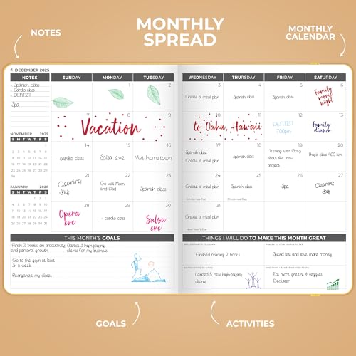Clever Fox Planner PRO Dated (Jan 2025–Jan 2026) Weekly & Monthly Life Planner to Increase Productivity, Time Management and Hit Your Goals – Organizer, Gratitude Journal – A4 Size (Amber Yellow)