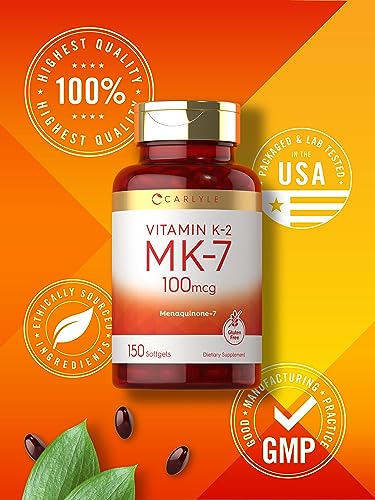 Carlyle Vitamin K2 MK7 100 mcg | 150 Softgels | Non-GMO, Gluten Free Supplement