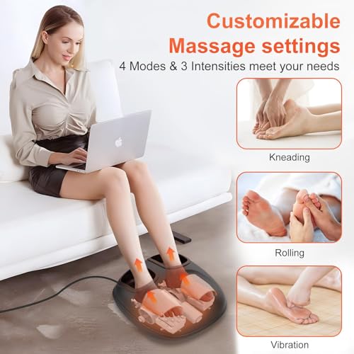 CuPiLo Foot Massager with Heat, FSA HSA Eligible Shiatsu Foot Massager Machine for Plantar Fasciitis, Adjustable Vibration & Pressure for Neuropathy Pain, Women Men Gifts, Fits Up to 13"