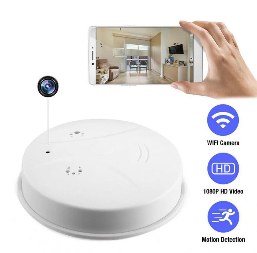 ARMIDO 1080P Smoke WiFi Video Real-Time Security Camera Wireless Nanny Cam with Night Vision and Motion Detection for Home Surveillance Cameras