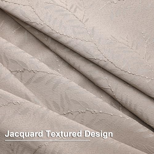 Chyhomenyc Debby Camel Blackout Curtains 63 Inches Long 2 Panels for Living Room, Thermal Insulated Energy Saving Noise Reducing Branch Jacquard Textured Heavy Grommet Window Drapes, Each 52x63 inch