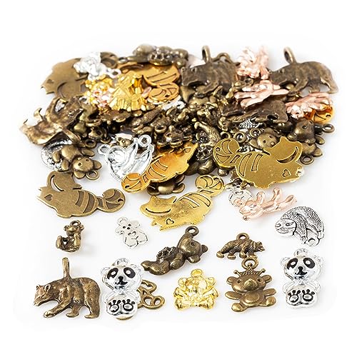 stino 100g Metal Flower Connector Charms for Jewelry Making, Bulk Silver & Gold Charms for Braclet Necklace Crafts (Flower-2 Hole Mixed Color)