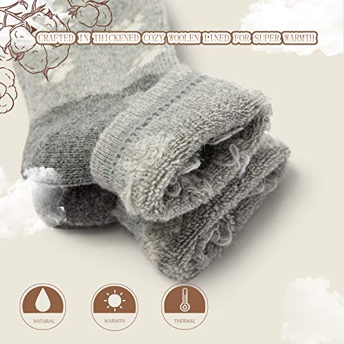 Boys Wool Socks Kids Winter Warm Socks Thick Thermal Crew Socks, 6 Pairs Mix Xmas