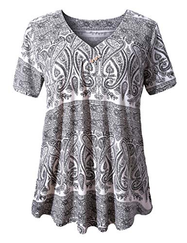 FOLUNSI Plus Size Tunic Tops Short Sleeve Casual Flowy T shirts Blouses For Women Color 318,4X