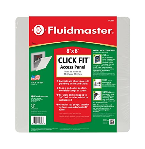 Fluidmaster AP-0808 Click Fit Access Panel for Plumbing, Wiring, and Cables, Size 8-In. x 8-In., Easy Install , White