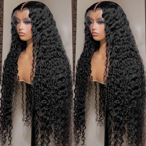 PECODE 13x6 Deep Wave Lace Front Wigs Human Hair 20 Inch HD180 Density Deep Curly Lace Front Wigs Human Hair Wigs for Women Lace Frontal Wigs Human Hair Pre Plucked with Baby Hair
