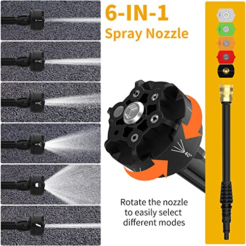 Cordless Pressure Washer, 3 Speed Adjustment, Portable Pressure Washer, Max 1080PSI, Power Display, Battery Pressure Washer with 6 in 1 Nozzle, Electric Pressure Washer for Car Garden